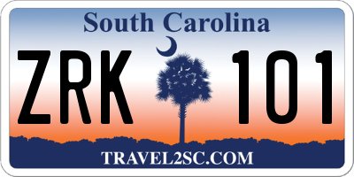 SC license plate ZRK101