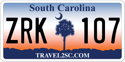 SC license plate ZRK107