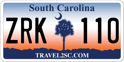 SC license plate ZRK110