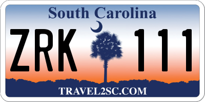 SC license plate ZRK111
