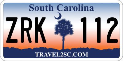 SC license plate ZRK112