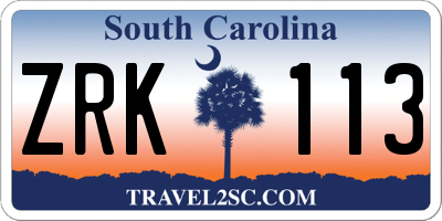 SC license plate ZRK113