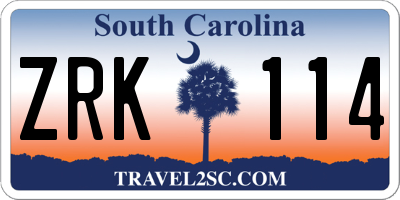 SC license plate ZRK114