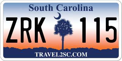 SC license plate ZRK115