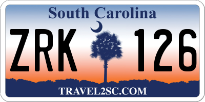 SC license plate ZRK126