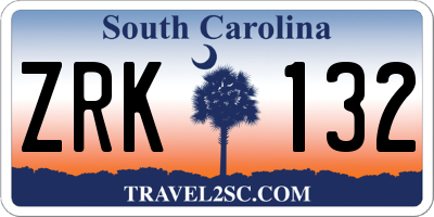 SC license plate ZRK132