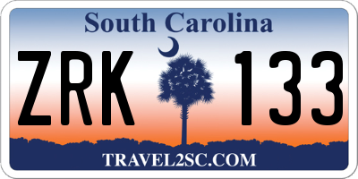SC license plate ZRK133
