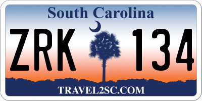 SC license plate ZRK134