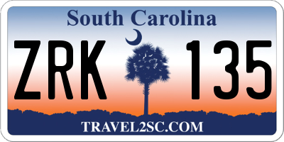 SC license plate ZRK135