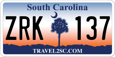 SC license plate ZRK137