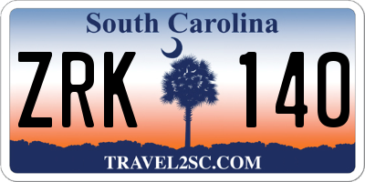 SC license plate ZRK140