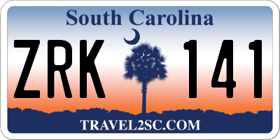 SC license plate ZRK141