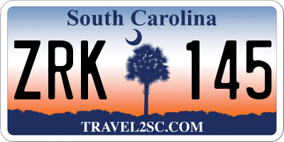 SC license plate ZRK145