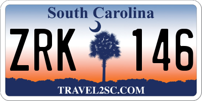 SC license plate ZRK146