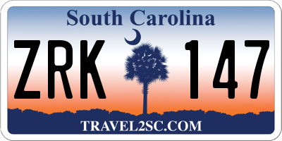 SC license plate ZRK147