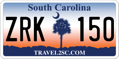 SC license plate ZRK150