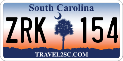 SC license plate ZRK154