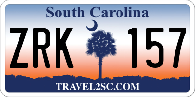 SC license plate ZRK157