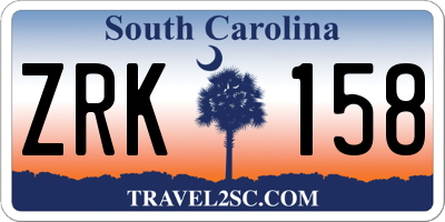 SC license plate ZRK158