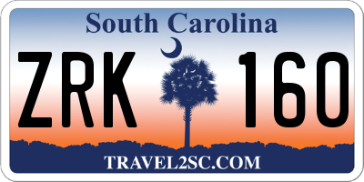 SC license plate ZRK160