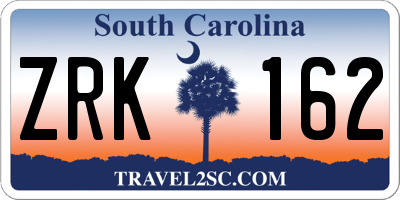 SC license plate ZRK162