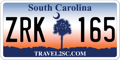 SC license plate ZRK165