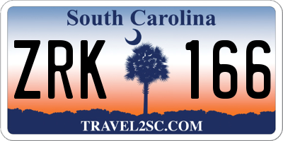 SC license plate ZRK166