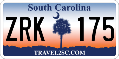 SC license plate ZRK175
