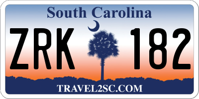 SC license plate ZRK182
