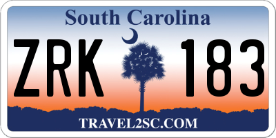 SC license plate ZRK183