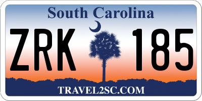 SC license plate ZRK185