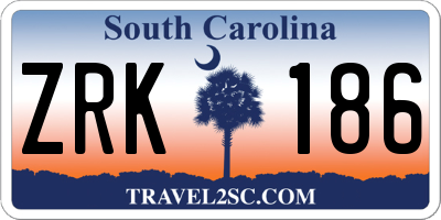 SC license plate ZRK186