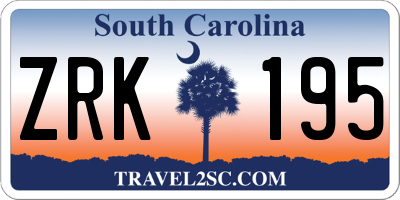 SC license plate ZRK195