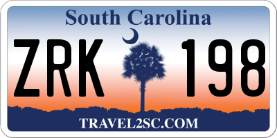 SC license plate ZRK198