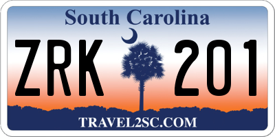 SC license plate ZRK201