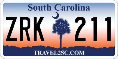 SC license plate ZRK211