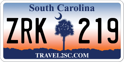 SC license plate ZRK219