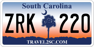 SC license plate ZRK220