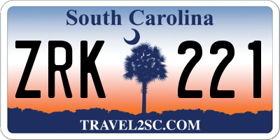 SC license plate ZRK221