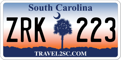 SC license plate ZRK223