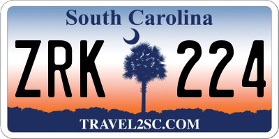 SC license plate ZRK224