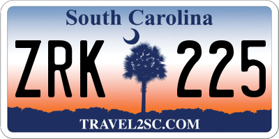 SC license plate ZRK225