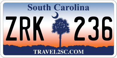 SC license plate ZRK236