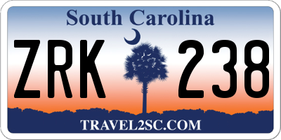 SC license plate ZRK238