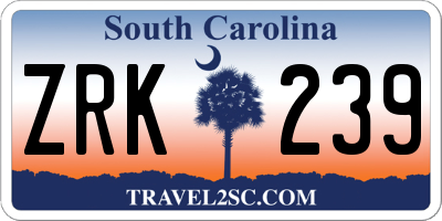 SC license plate ZRK239