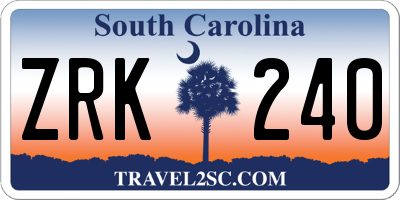 SC license plate ZRK240
