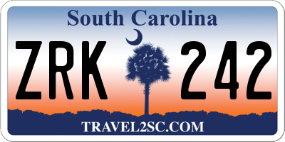 SC license plate ZRK242