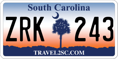 SC license plate ZRK243