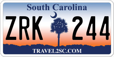 SC license plate ZRK244