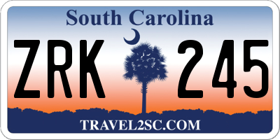 SC license plate ZRK245